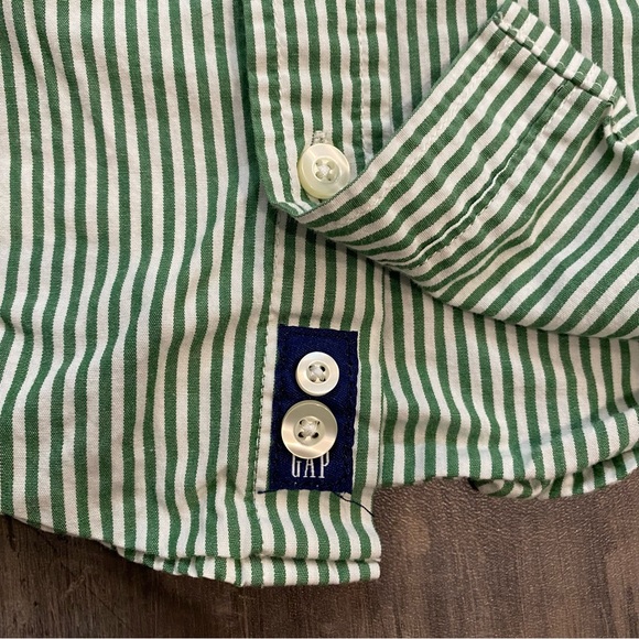 Gap Green Striped Button Down Shirt - Picture 3 of 6